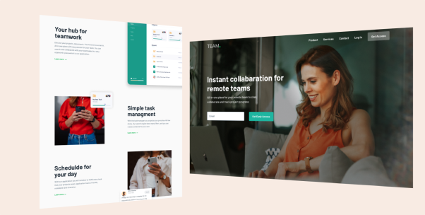 Na obrazku znajduje sie design strony aplikacji dla zespołów